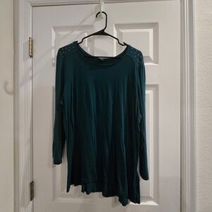 Faded Glory Teal Long Sleeve Top with Studded Shoulders